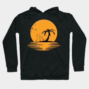 sunset with dog and cat T-Shirt Hoodie